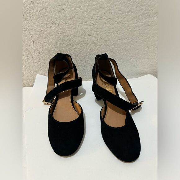 Nanette Lepore Shoes - NANETTE LEPORE Demi Black Suede Two-Piece Crisscross Pumps Shoes